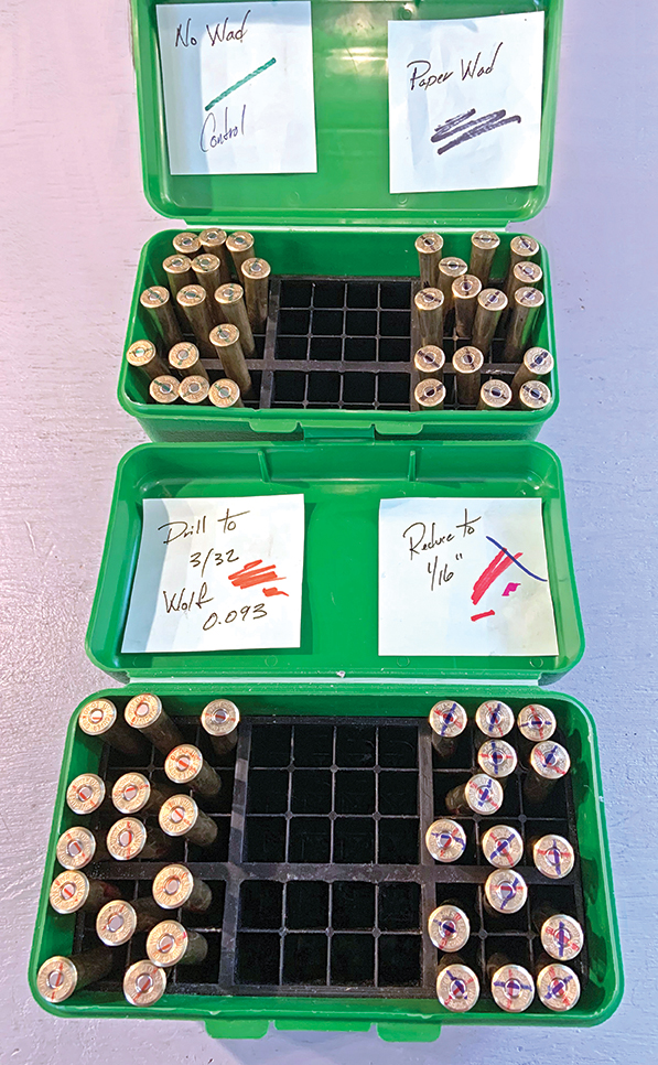 Each of the four tests was color-coded to avoid confusion at the range during testing.